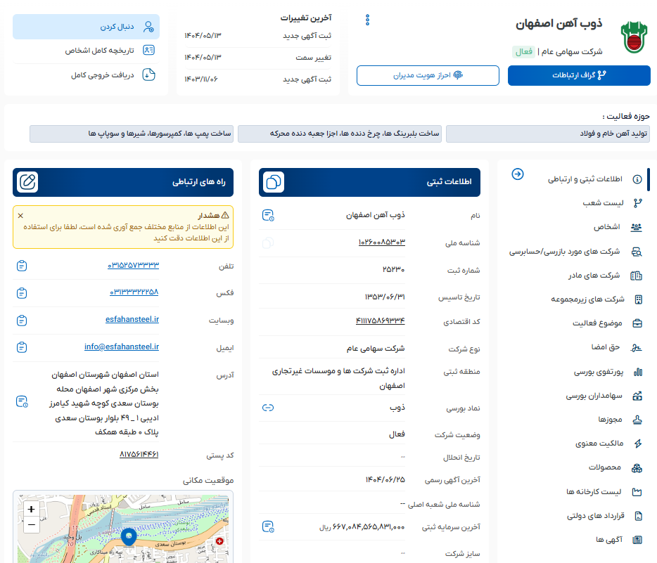 پروفایل ذوب اهن اصفهان در لینکا